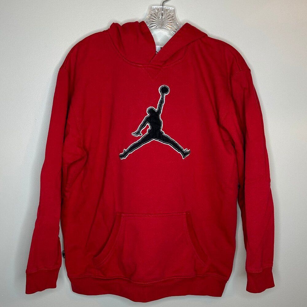 Nike Vintage Rare Air Jordan Jump Man Boys' Hoodie Sweatshirt Red with Black XL